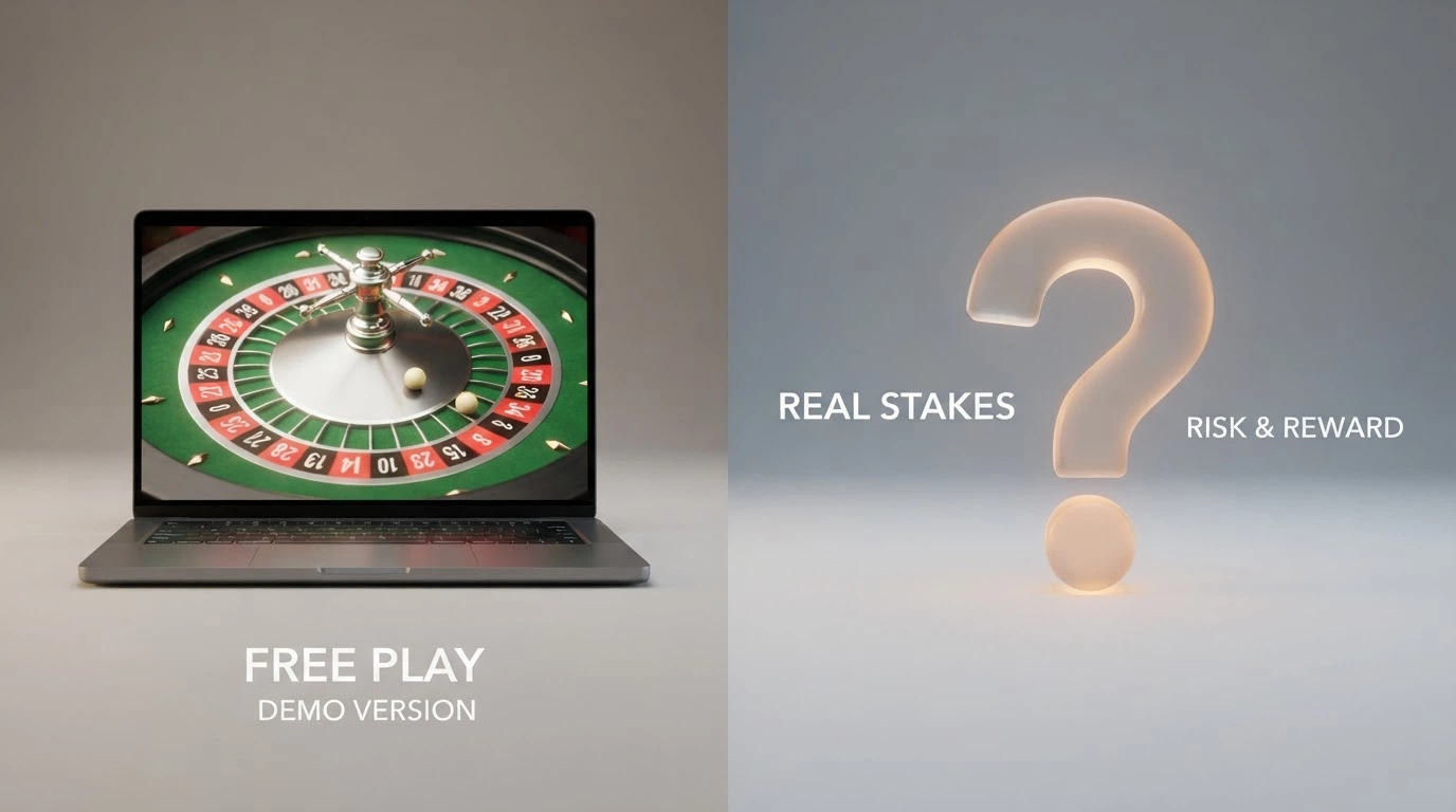 Rozdělená obrazovka — vlevo live casino, vpravo nápis zdarma s otazníkem