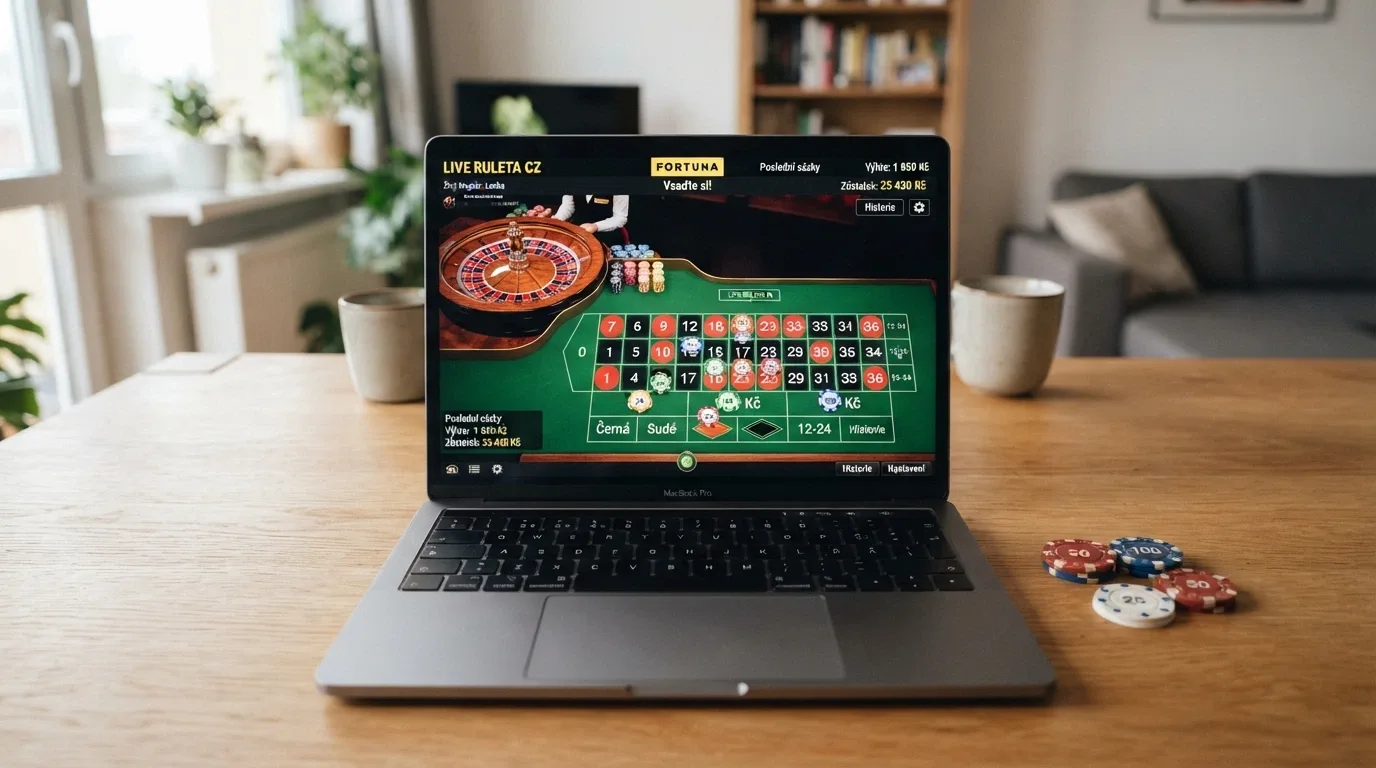 Rozhraní demo režimu rulety s virtuálními žetony na sázecím poli