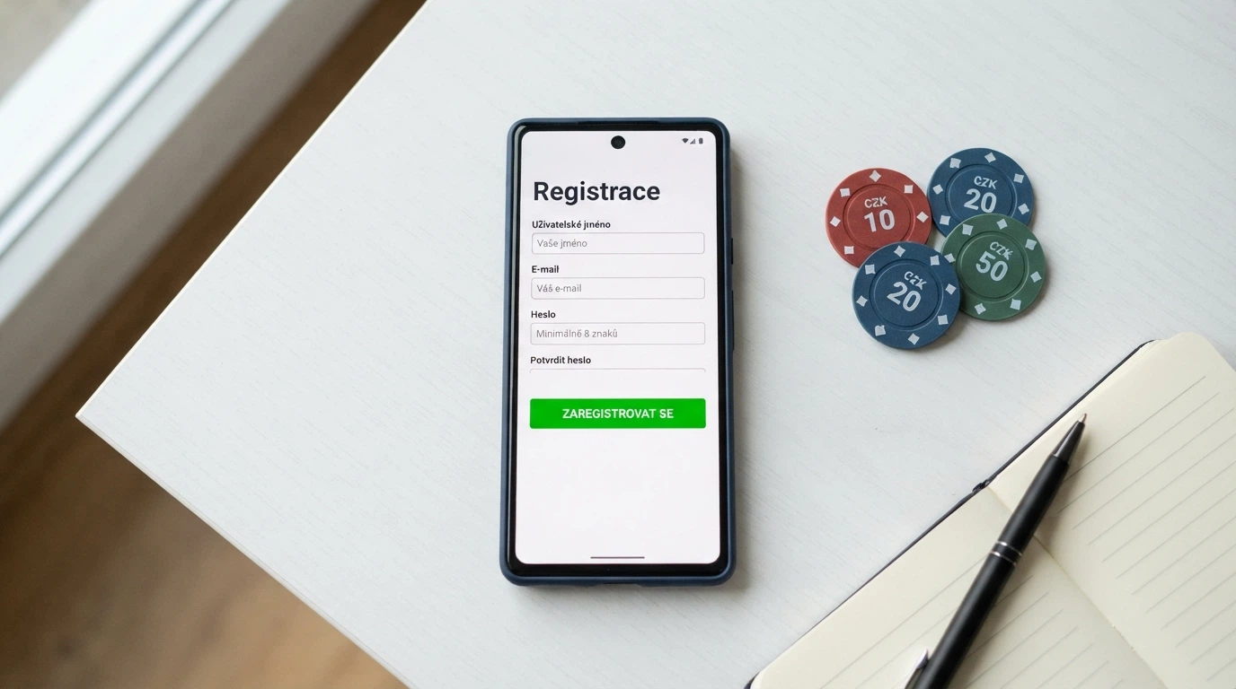 Rozhraní registrační obrazovky nového online casina s nabídkou free spinů