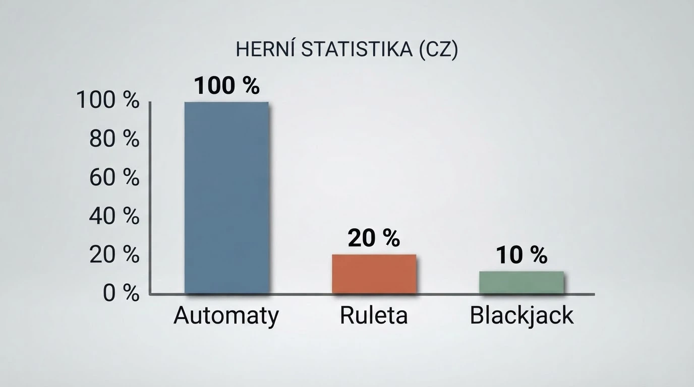 Tři ikony vedle sebe: automat (100 %), ruleta (20 %), blackjack (10 %) s procentuálním příspěvkem k protočení