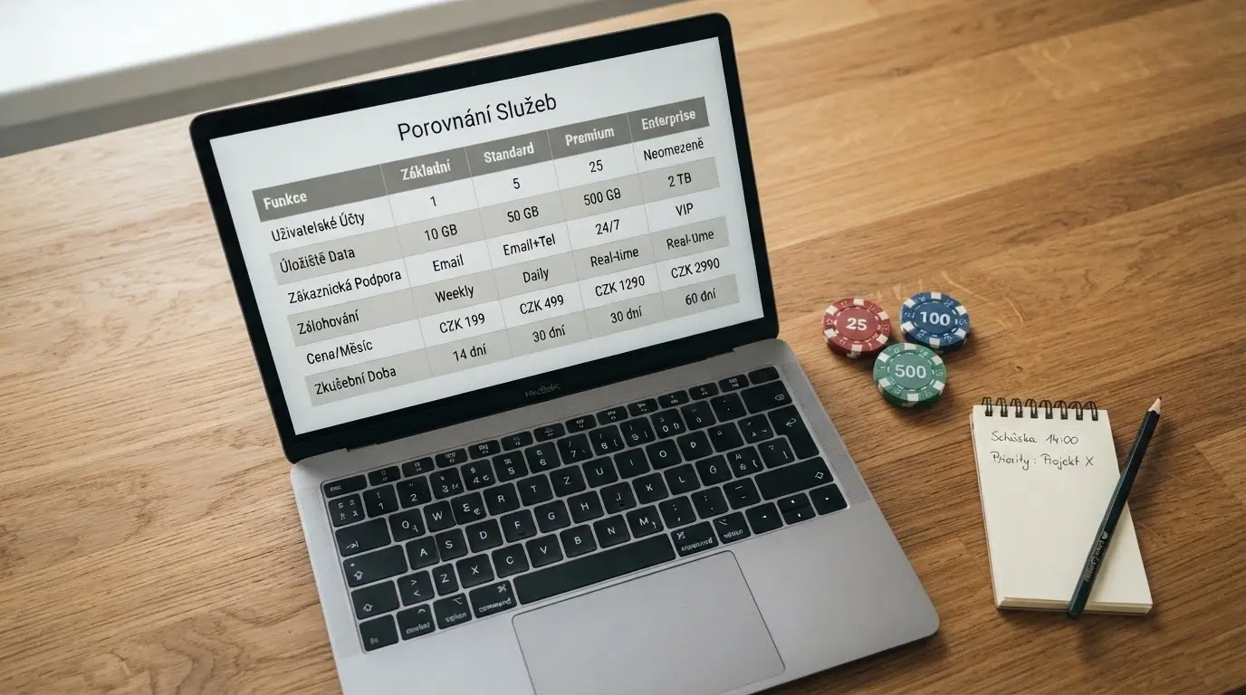 Srovnávací tabulka operátorů na monitoru s detailem bonusových podmínek