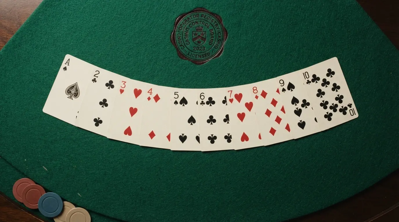 Koláž loga MF ČR a deseti karet s logy operátorů rozložených na blackjackovém stole