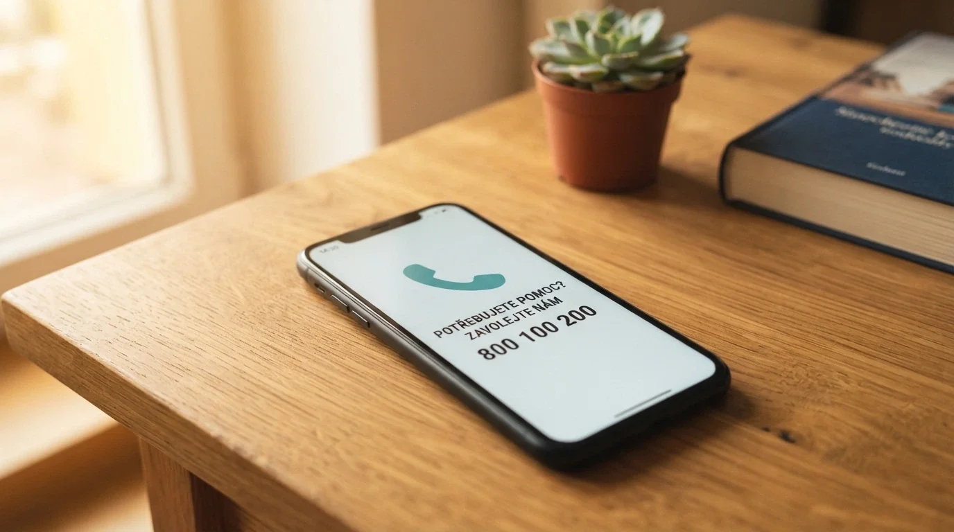 Telefon s nonstop linkou a logo projektu Zodpovědné hraní